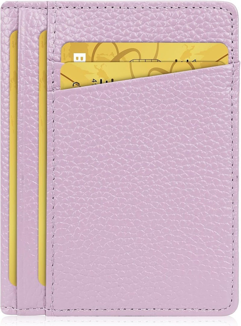 Unaone Slim Minimalist Wallet - Premium Leather RFID Blocking Front Pocket Wallets with 8 Card Slots and 2 ID Window, Purple - Image 1